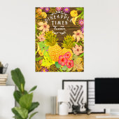 Ananas Pine Floral Poster (Thuiskantoor)