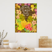 Ananas Pine Floral Poster (Keuken)