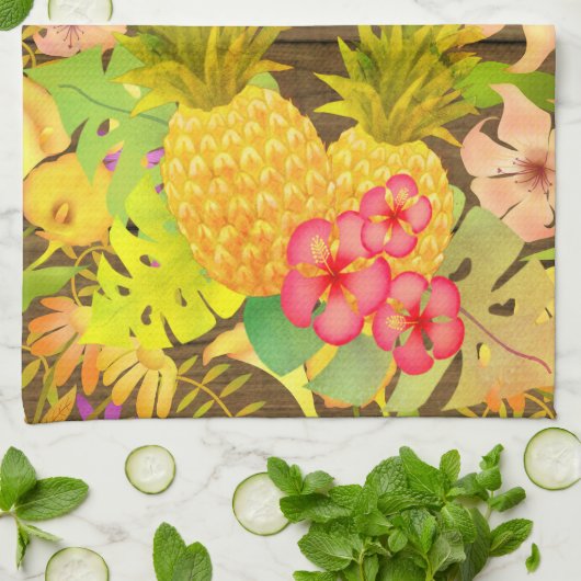 Ananas Pine Floral Theedoek (Gevouwen)