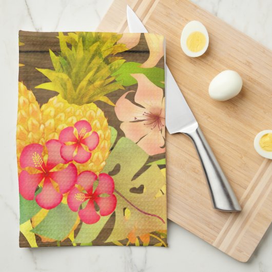 Ananas Pine Floral Theedoek (Quarter Fold)