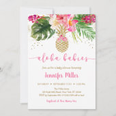 Ananas Pink Floral Aloha Twin Baby shower Kaart (Voorkant)