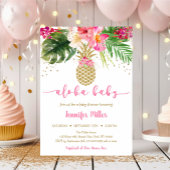Ananas Pink Gold Floral Aloha Baby shower Kaart
