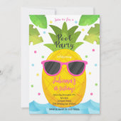 Ananas Pool Party Verjaardag Uitnodiging (Voorkant)