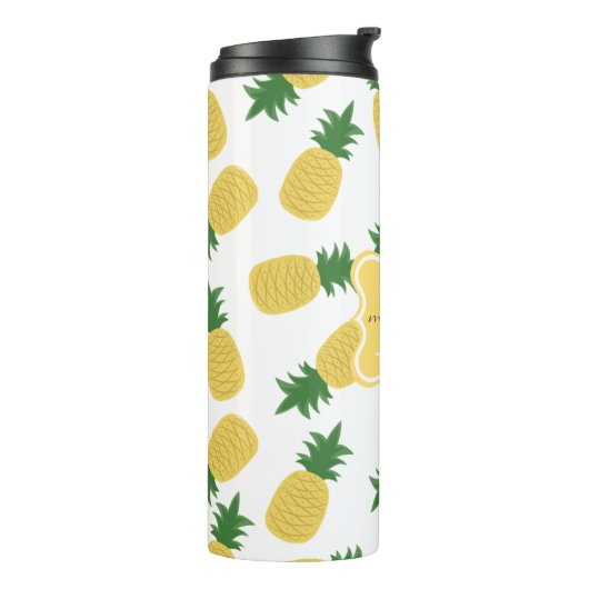 ananas printmonogram | Thermische getumbler Thermosbeker (Gedraaid links)
