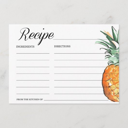 ananas Recipe Card Informatiekaartje (Voorkant)