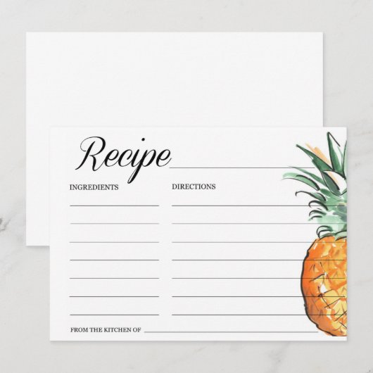 ananas Recipe Card Informatiekaartje (Voorkant / Achterkant)