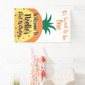 Ananas regenboog, zoet om één, 1ste verjaardag te  spandoek (Insitu)