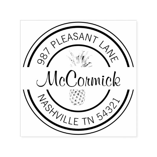 Ananas retouradres Ronde Zelfinkt Stempel (Design)