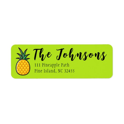 Ananas Retouradreslabel Tropisch Tiki Etiket (Voorkant)