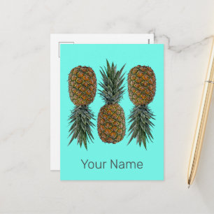 Ananas Retro Veganistisch en Vegetarisch Fruit Feestdagenkaart