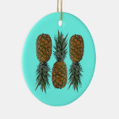 Ananas Retro Veganistisch en Vegetarisch Fruit Keramisch Ornament (Rechts)