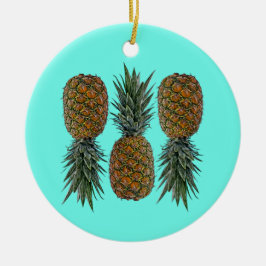 Ananas Retro Veganistisch en Vegetarisch  Fruit Keramisch Ornament