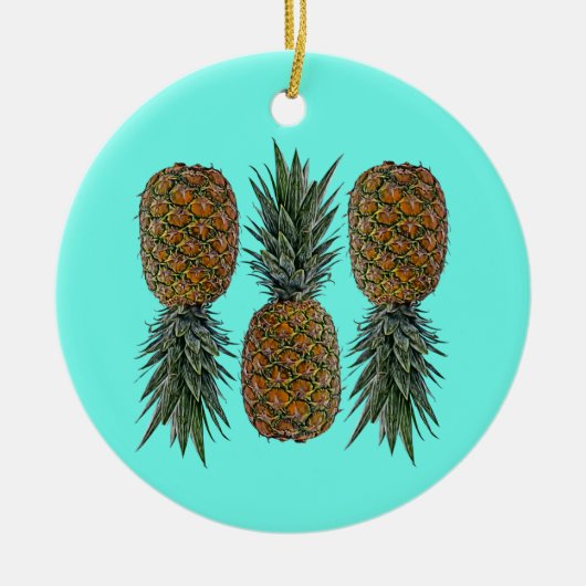 Ananas Retro Veganistisch en Vegetarisch Fruit Keramisch Ornament (Voorkant)