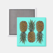 Ananas Retro Veganistisch en Vegetarisch Fruit Magneet (Voorkant / Achterkant)