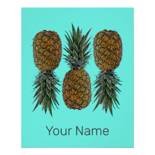 Ananas Retro Veganistisch en Vegetarisch Fruit Perfect Poster
