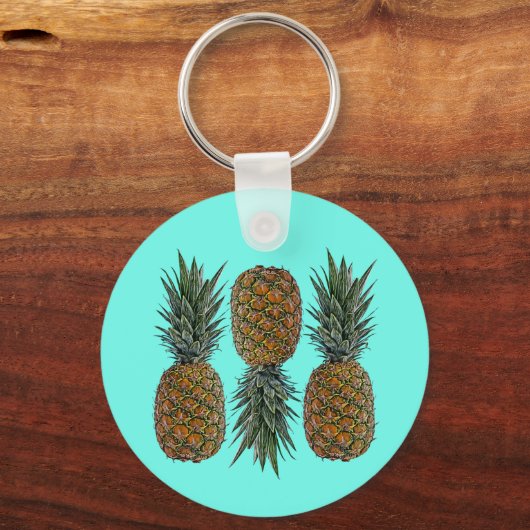 Ananas Retro Veganistisch en Vegetarisch  Fruit Sleutelhanger (Voorkant)