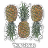 Ananas Retro Veganistisch en Vegetarisch Fruit Sticker (Voorkant)