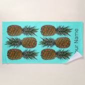 Ananas Retro Veganistisch en Vegetarisch  Fruit Strandlaken (Voorkant)