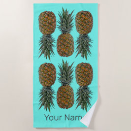 Ananas Retro Veganistisch en Vegetarisch  Fruit Strandlaken