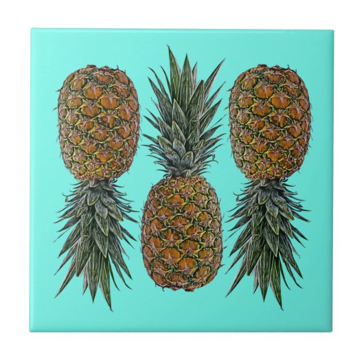 Ananas Retro Veganistisch en Vegetarisch  Fruit Tegeltje (Voorkant)