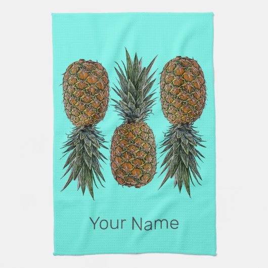 Ananas Retro Veganistisch en Vegetarisch  Fruit Theedoek (Verticaal)