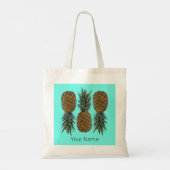 Ananas Retro Veganistisch en Vegetarisch  Fruit Tote Bag (Achterkant)
