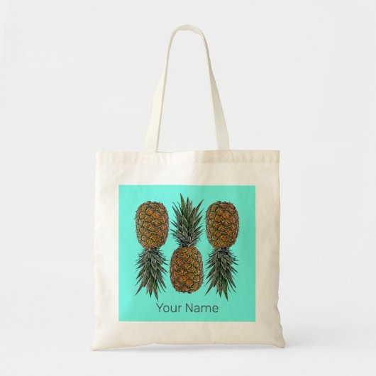 Ananas Retro Veganistisch en Vegetarisch  Fruit Tote Bag (Voorkant)