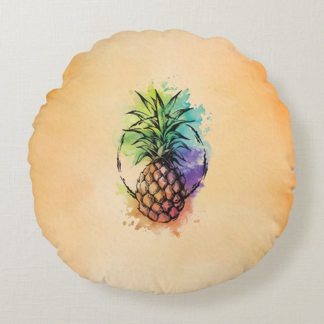 Ananas Rond Kussen (Voorkant)