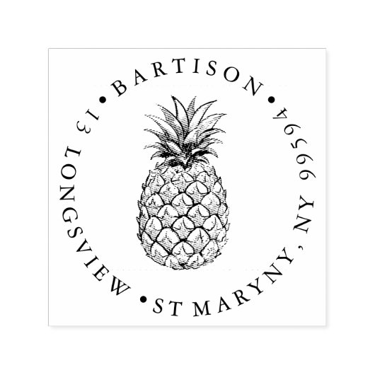 Ananas Ronde Retouradres Stempel | Klant (Design)