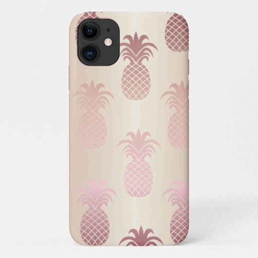 Ananas Roos Gold iPhone 11 Hoesje (Achterkant)