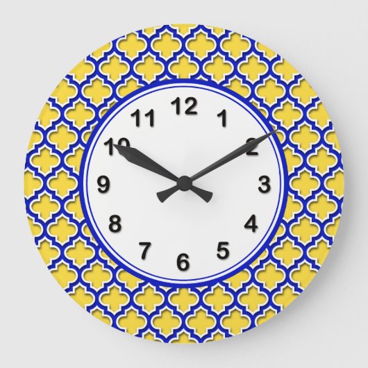 Ananas Royal Blue WhMarokkaanse Quatrefoil #5DS Grote Klok (Voorkant)