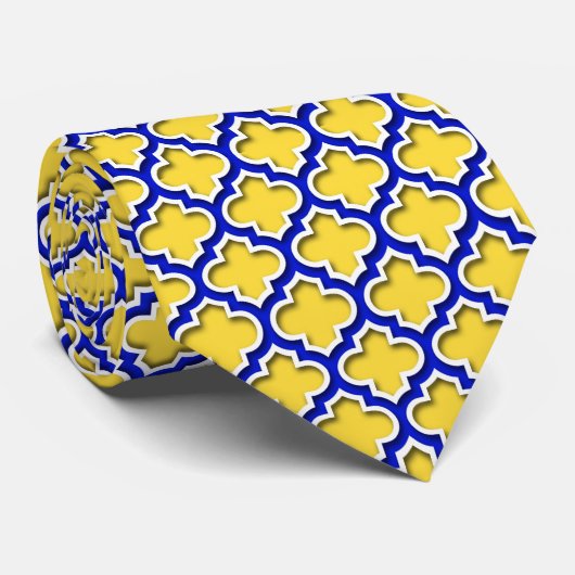 Ananas Royal Blue WhMarokkaanse Quatrefoil #5DS Stropdas (Opgerold)