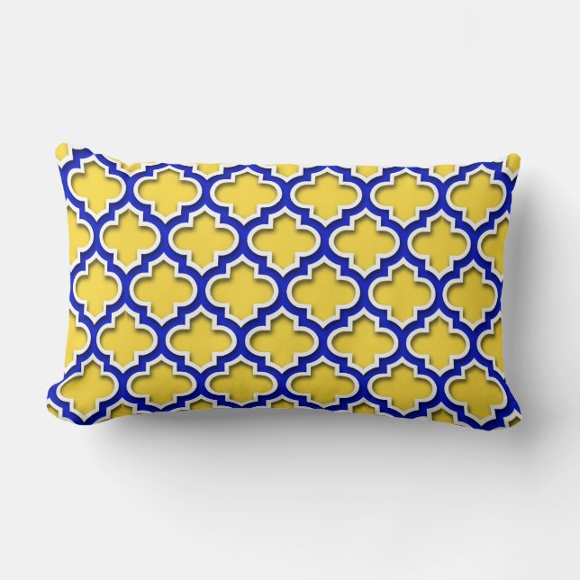 Ananas Royal Blue WhMoroccan Quatrefoil #5DS Kussen (Voorkant)