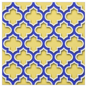 Ananas Royal Blue WhMoroccan Quatrefoil #5DS Stof