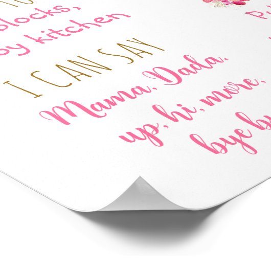 Ananas Roze Goud Eerste Verjaardag Milestone Poster (Hoek)