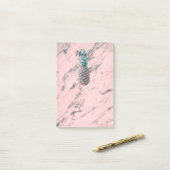 Ananas & Roze Marmer Draai Modern Chic Trendy Post-it® Notes (Op bureau)