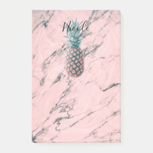 Ananas & Roze Marmer Draai Modern Chic Trendy Post-it® Notes