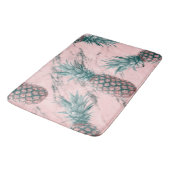 Ananas & Roze Marmer Draai Modern Tropisch Chic Badmat (Gekanteld)
