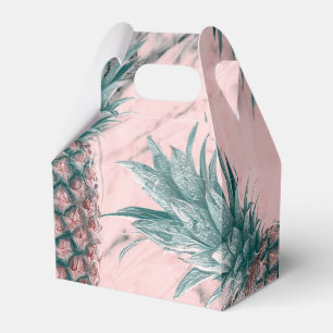 Ananas & Roze Marmer Draai Modern Tropisch Chic Bedankdoosjes
