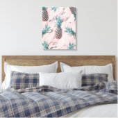 Ananas & Roze Marmer Draai Modern Tropisch Chic Canvas Afdruk (Insitu (Slaapkamer))