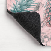 Ananas & Roze Marmer Draai Modern Tropisch Chic Muismat (Hoek)