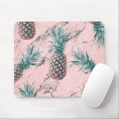Ananas & Roze Marmer Draai Modern Tropisch Chic Muismat (Met muis)