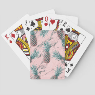 Ananas & Roze Marmer Draai Modern Tropisch Chic Speelkaarten