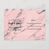 Ananas Roze Marmer Kronkel Modern Bewaar de Datum Aankondigingskaart (Achterkant)