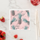 Ananas Roze Marmer Werveling Modern Feest Servet (Insitu)