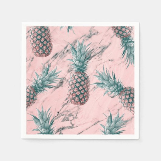 Ananas Roze Marmer Werveling Modern Feest Servet (Voorkant)