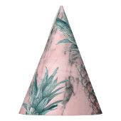 Ananas Roze Marmer Werveling Modern Tropisch Feest Feesthoedjes (Links)