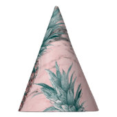 Ananas Roze Marmer Werveling Modern Tropisch Feest Feesthoedjes (Rechts)
