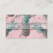 Ananas Roze Marmeren Swirl Modern Tropisch Chic Visitekaartje (Achterkant)