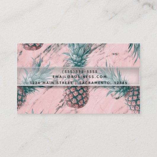 Ananas Roze Marmeren Swirl Modern Tropisch Chic Visitekaartje (Achterkant)